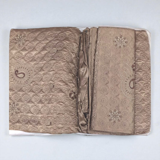 Quilted Bedsheet With Embroidery [3 Pcs] - Bed Sheets - PKR 11,000