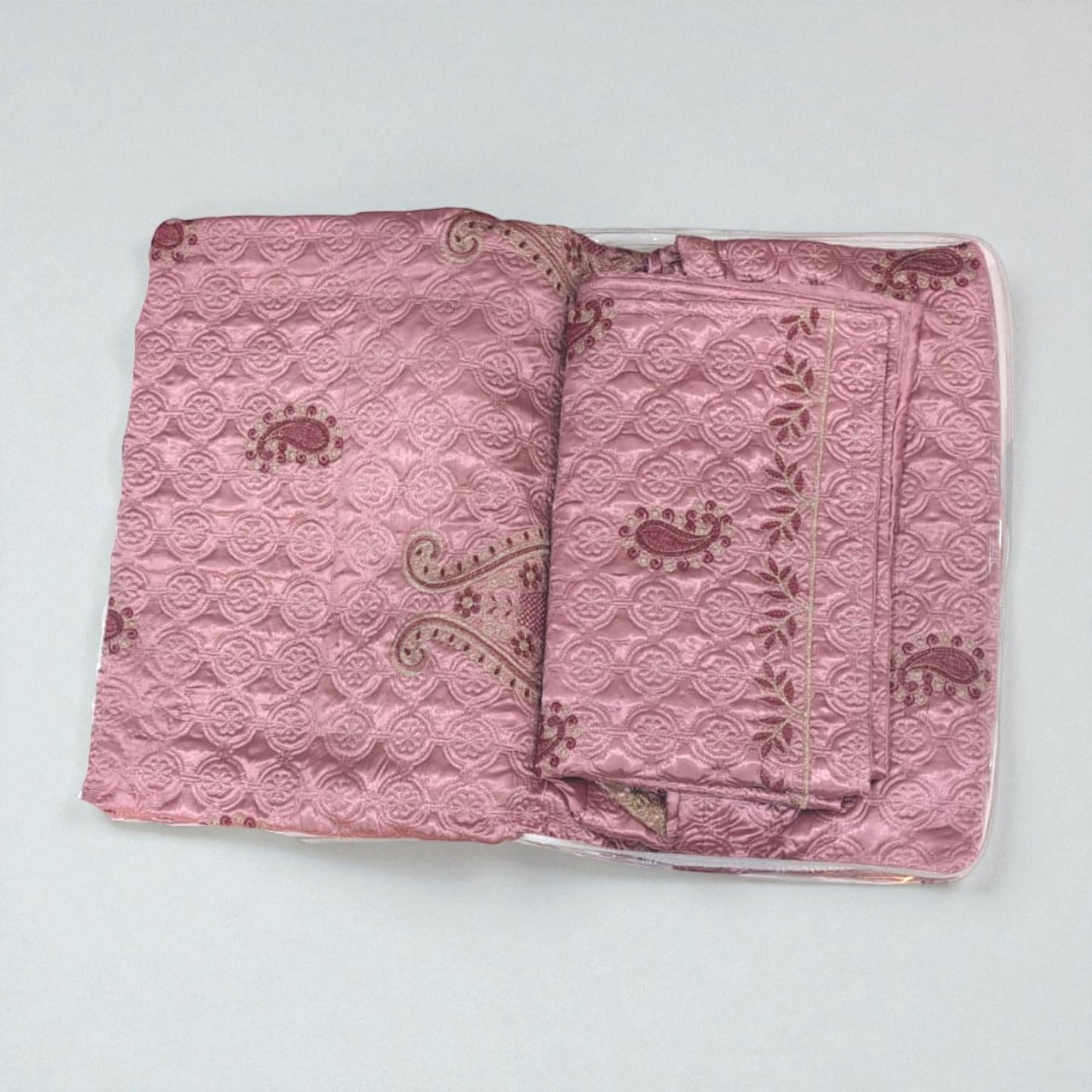 Quilted Bedsheet With Embroidery [3 Pcs] - Bed Sheets - PKR 11,000
