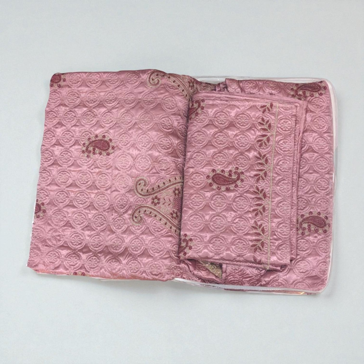 Quilted Bedsheet With Embroidery [3 Pcs] - Bed Sheets - PKR 11,000