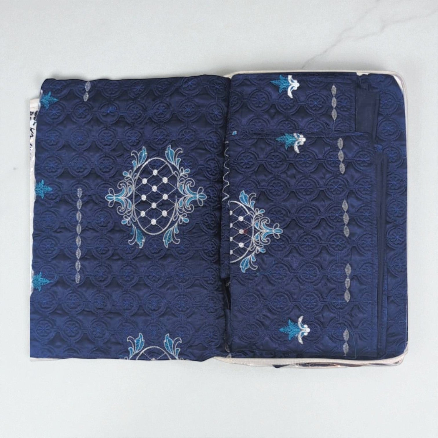 Quilted Bedsheet With Embroidery [3 Pcs] - Bed Sheets - PKR 11,000