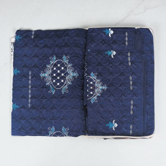 Quilted Bedsheet With Embroidery [3 Pcs] - Bed Sheets - PKR 11,000